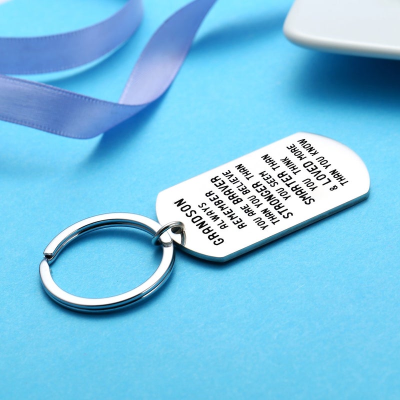 Nimteve Grandson Keychain Inspirational Gifts for Grandson from Grandmother Grandparents Powerful Message Key Tag Key Chains - Image 3